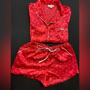 Red heart silky Pjs